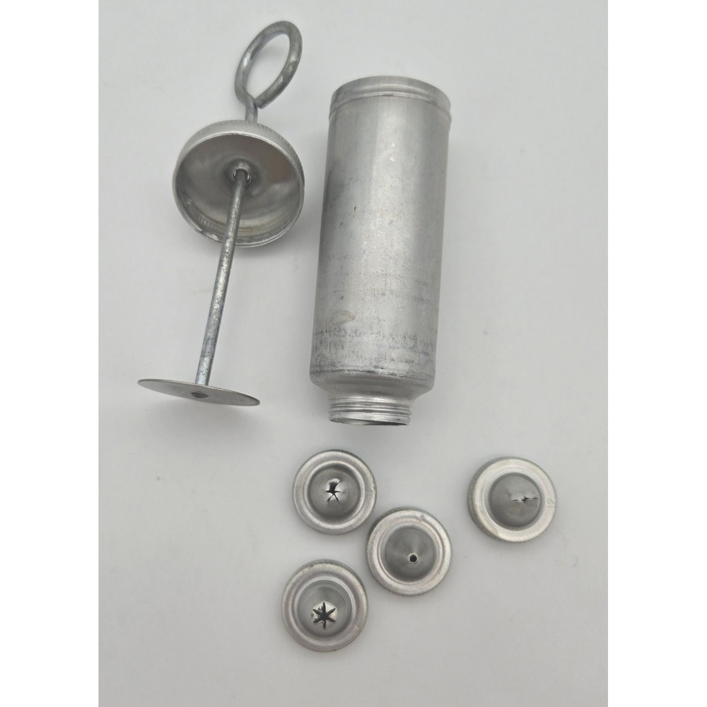 Vintage Aluminum Cake Decorator Set 4 Tips Frosting Piping Tool Cookie Frosting